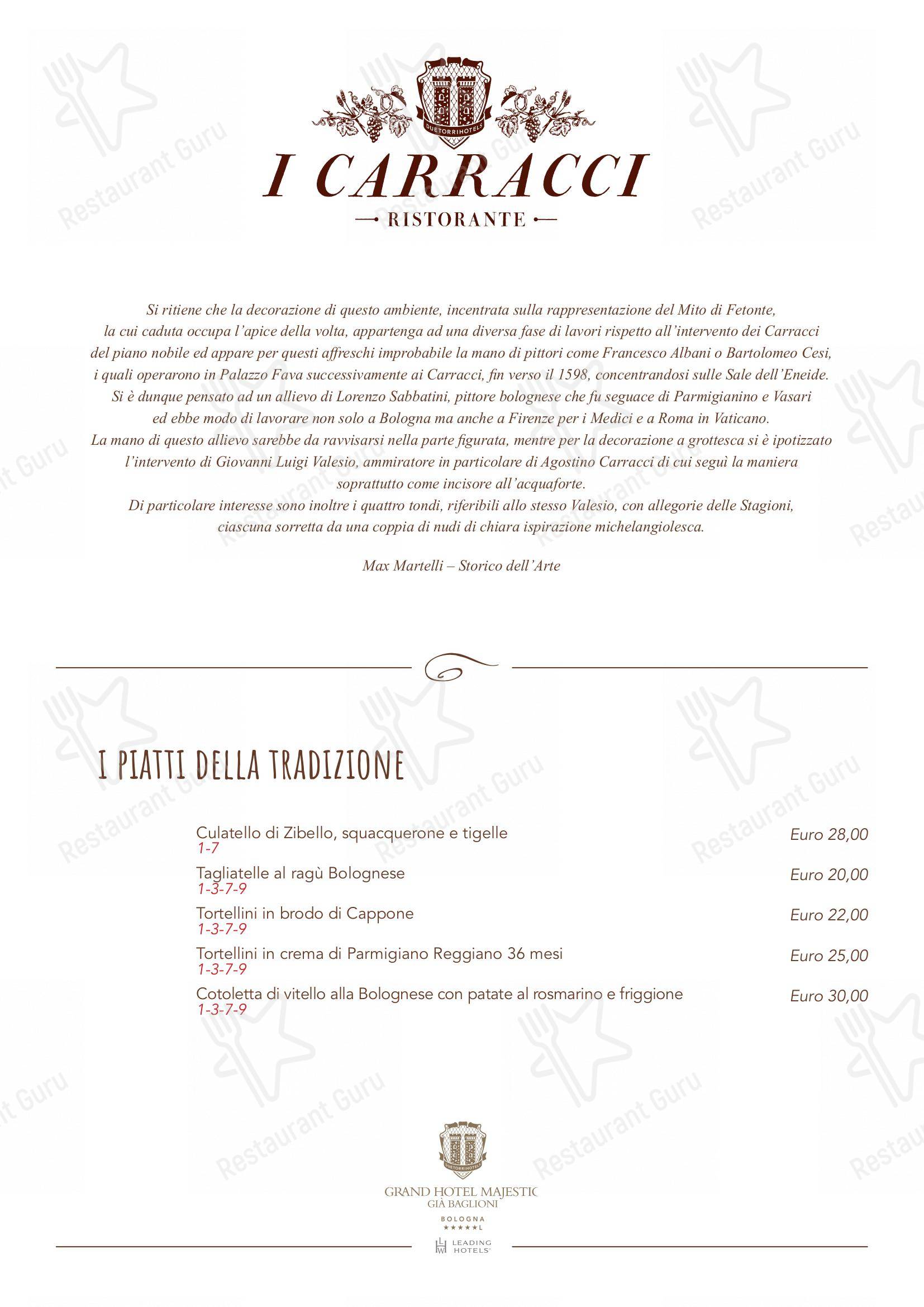 Takeaway Menu per I Carracci ristorante