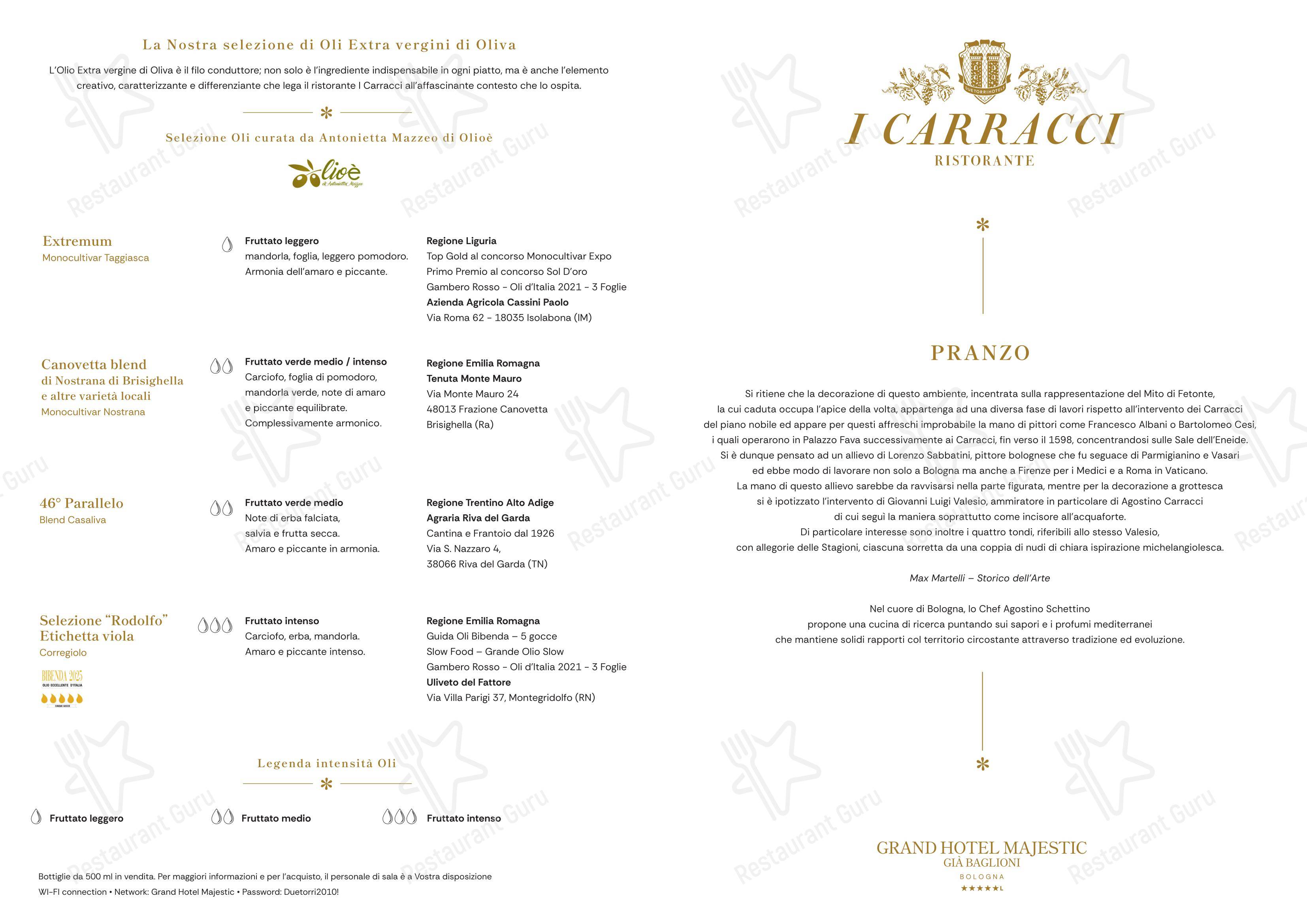 Основное меню per I Carracci ristorante