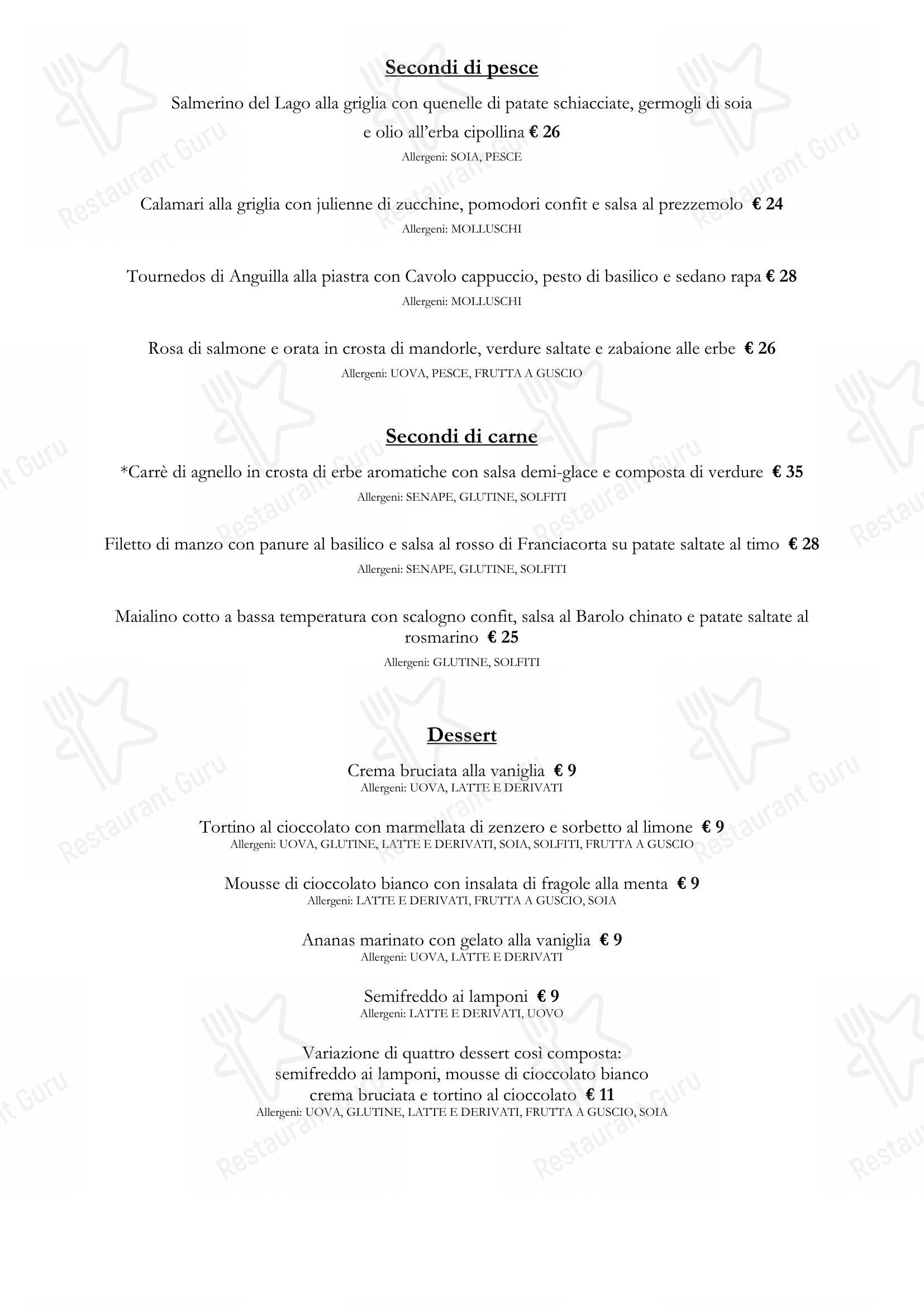 Menu bar per Hotel Relais Ristorante 
