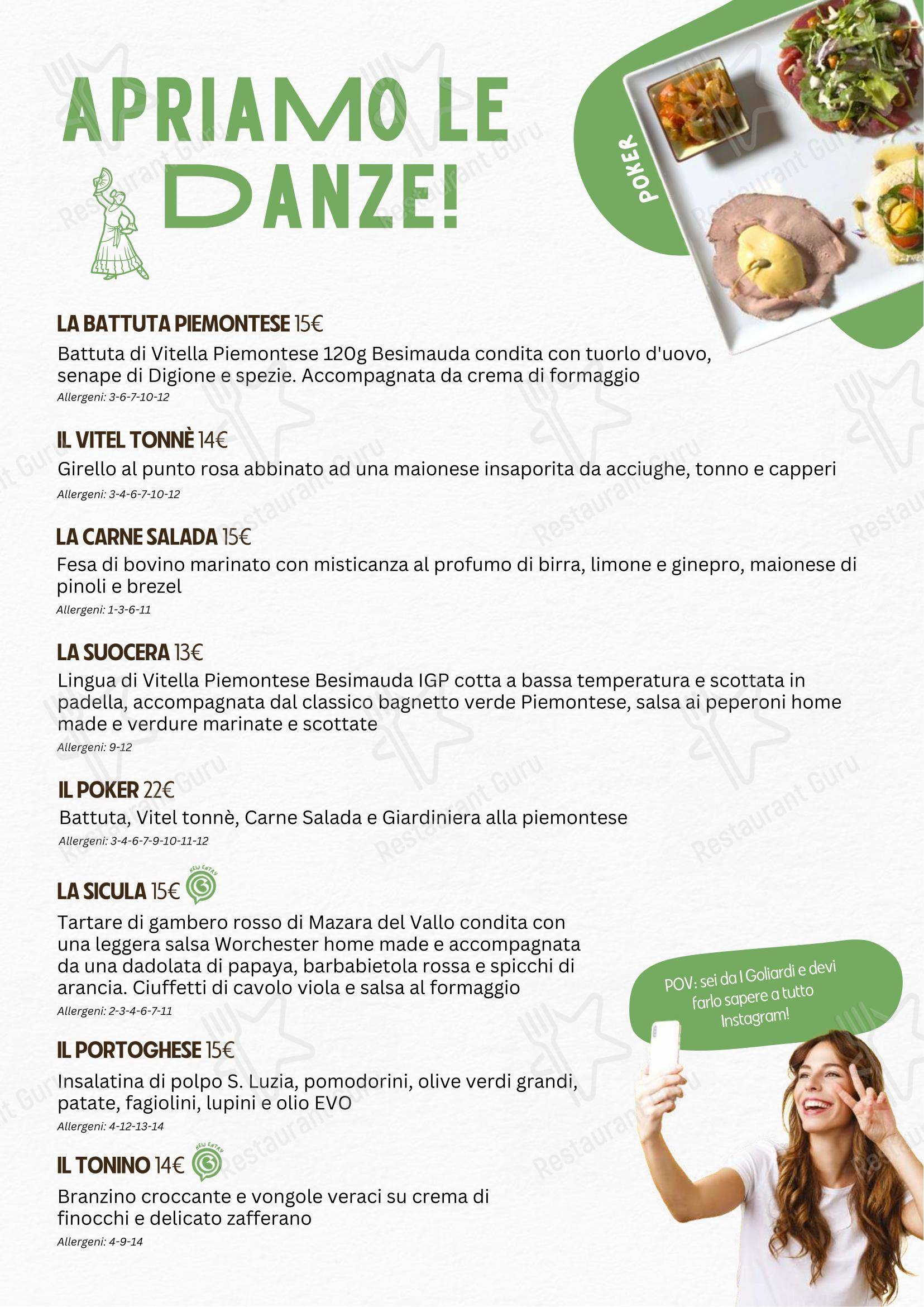Menu per I Goliardi Roma ristorante