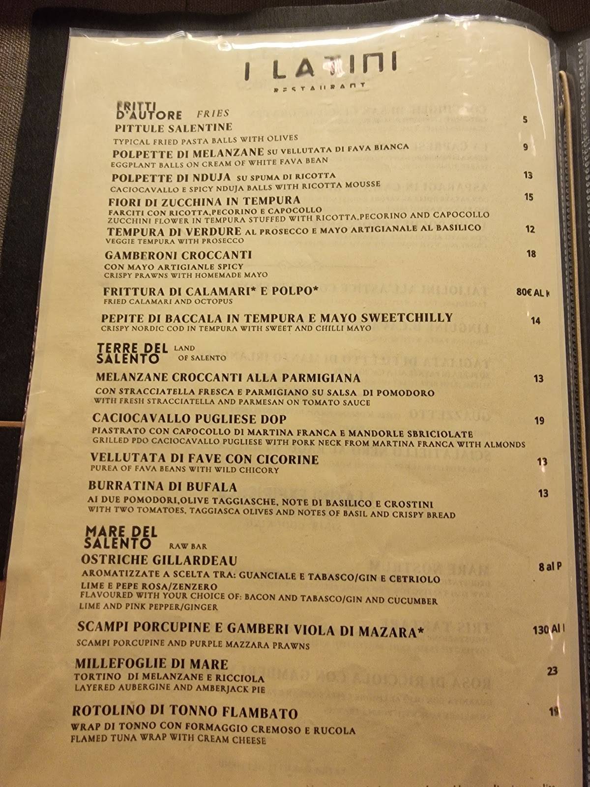 Menu di I Latini 