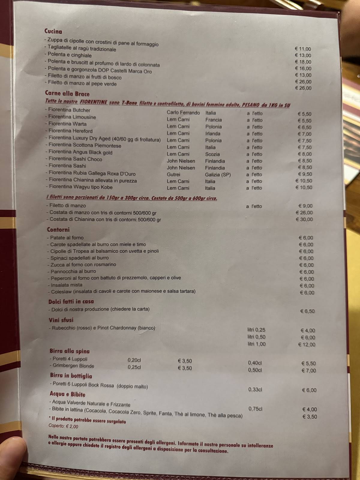 Menu di I Panigacci 