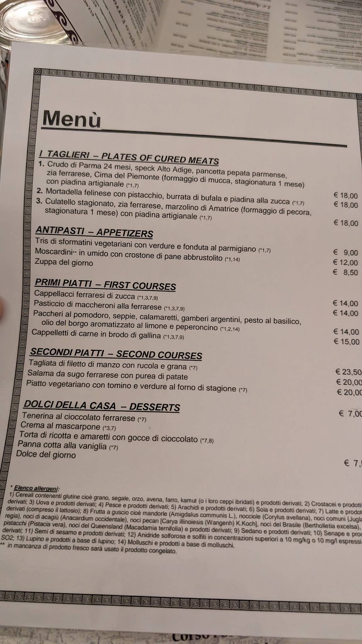 Menu di I Sofisti 