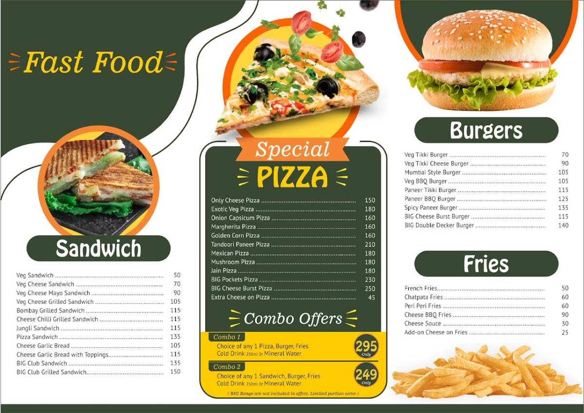 ICB's BIG FOODIES menu