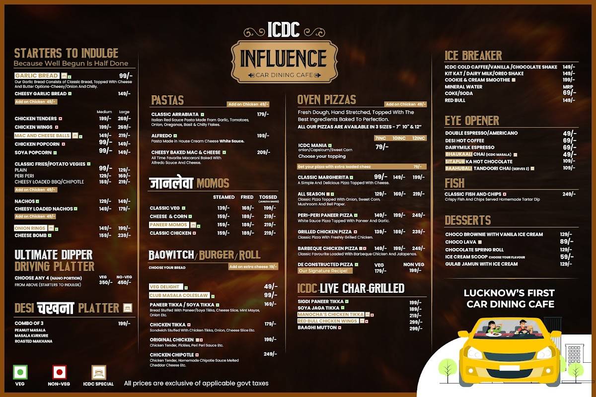ICDC-Influence Car Dining Cafe menu