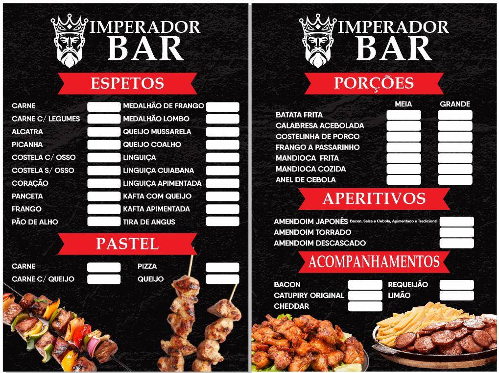 IMPERADOR BAR BAURU cardápio