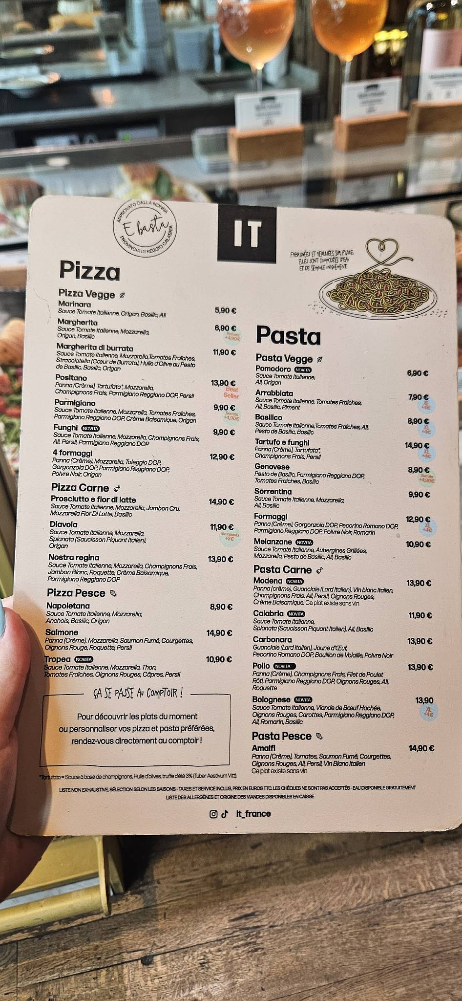 Menu de IT - Italian Trattoria BNF