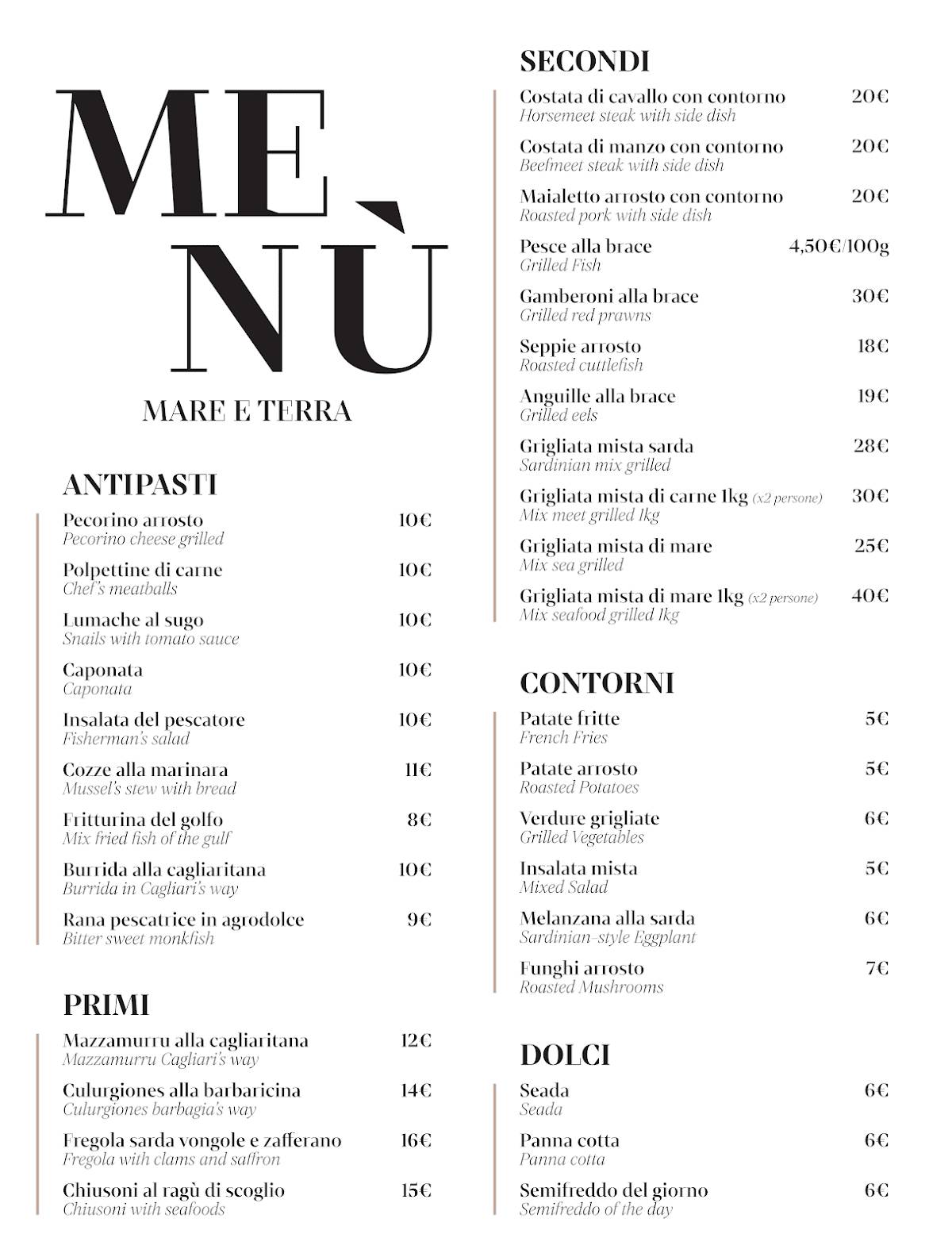 Menu di Il Brigantino Grill 