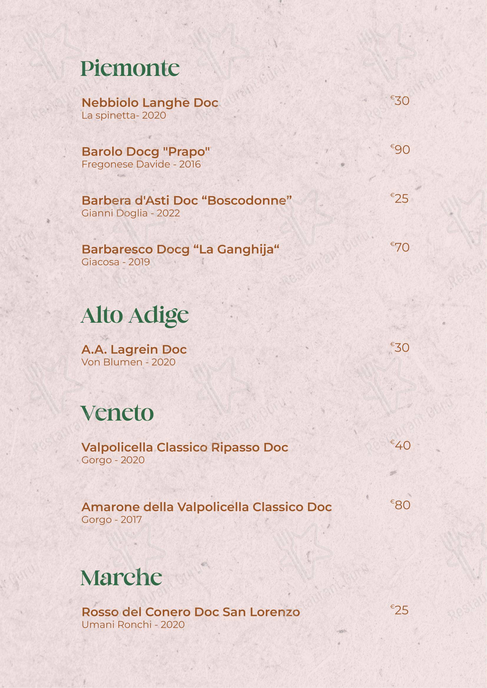 Menu di Il Giardino di San Genesio - Menu bar