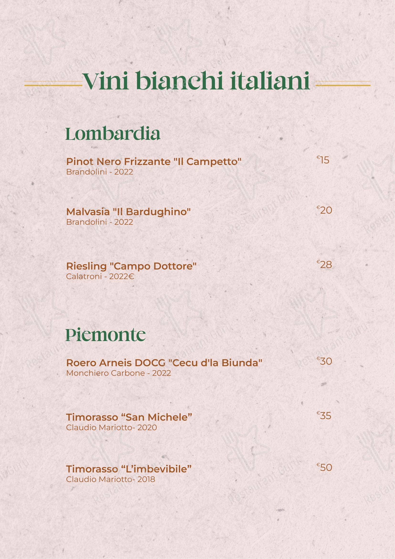 Menu di Il Giardino di San Genesio - Menu bar