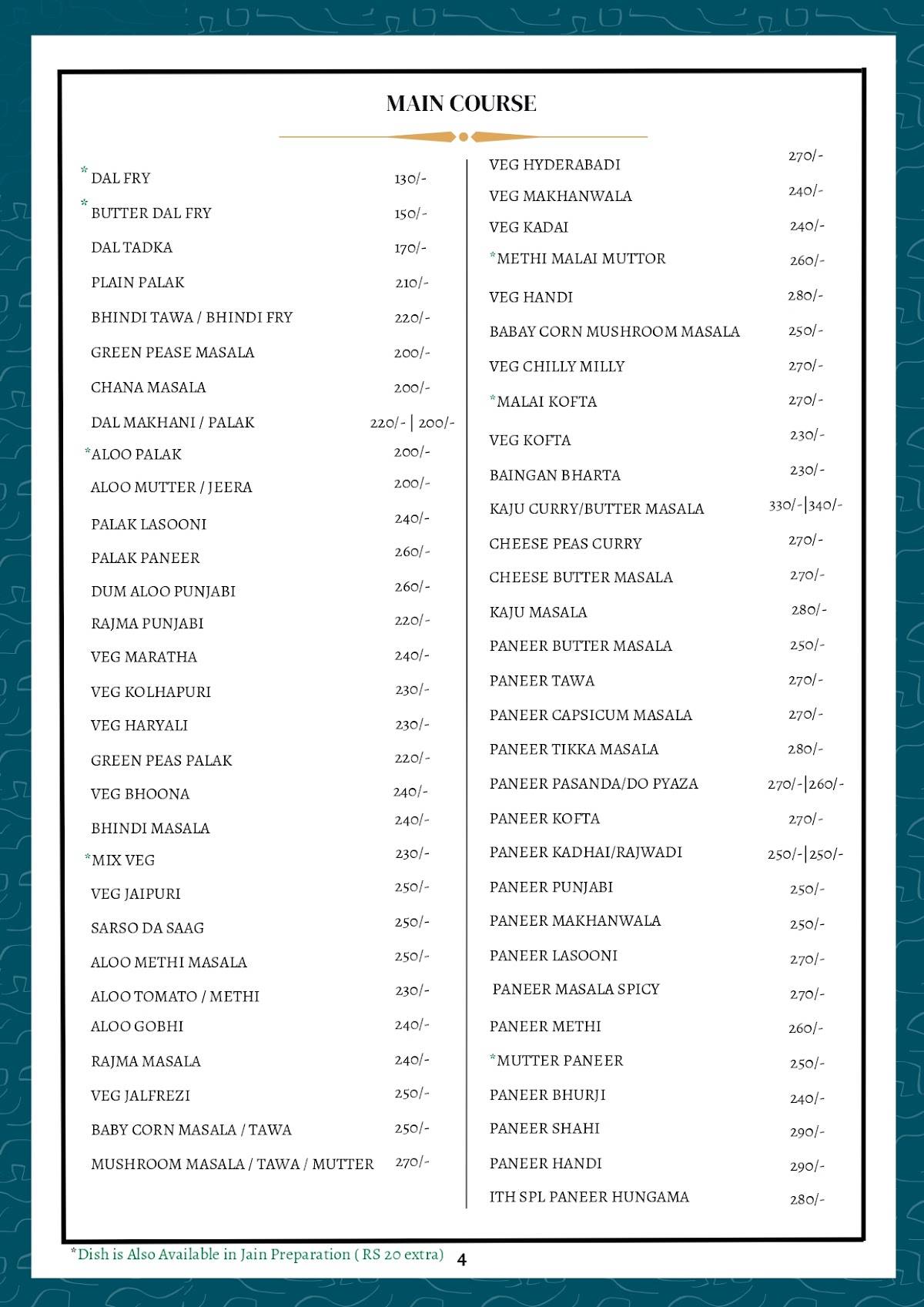 Indian Thali House (Pure Veg) CBD Belapur menu