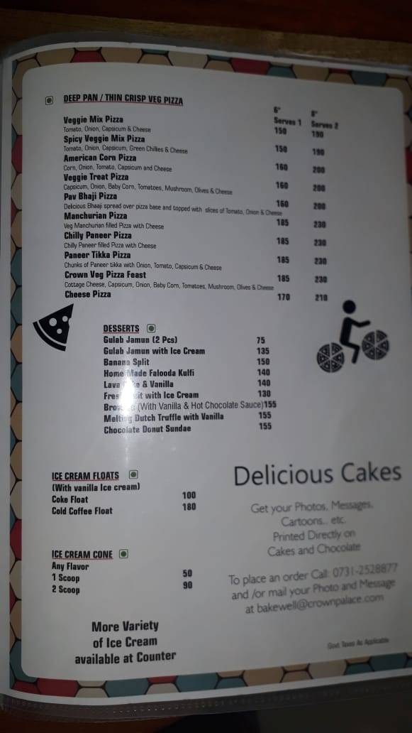 Cafe Bakewell menu