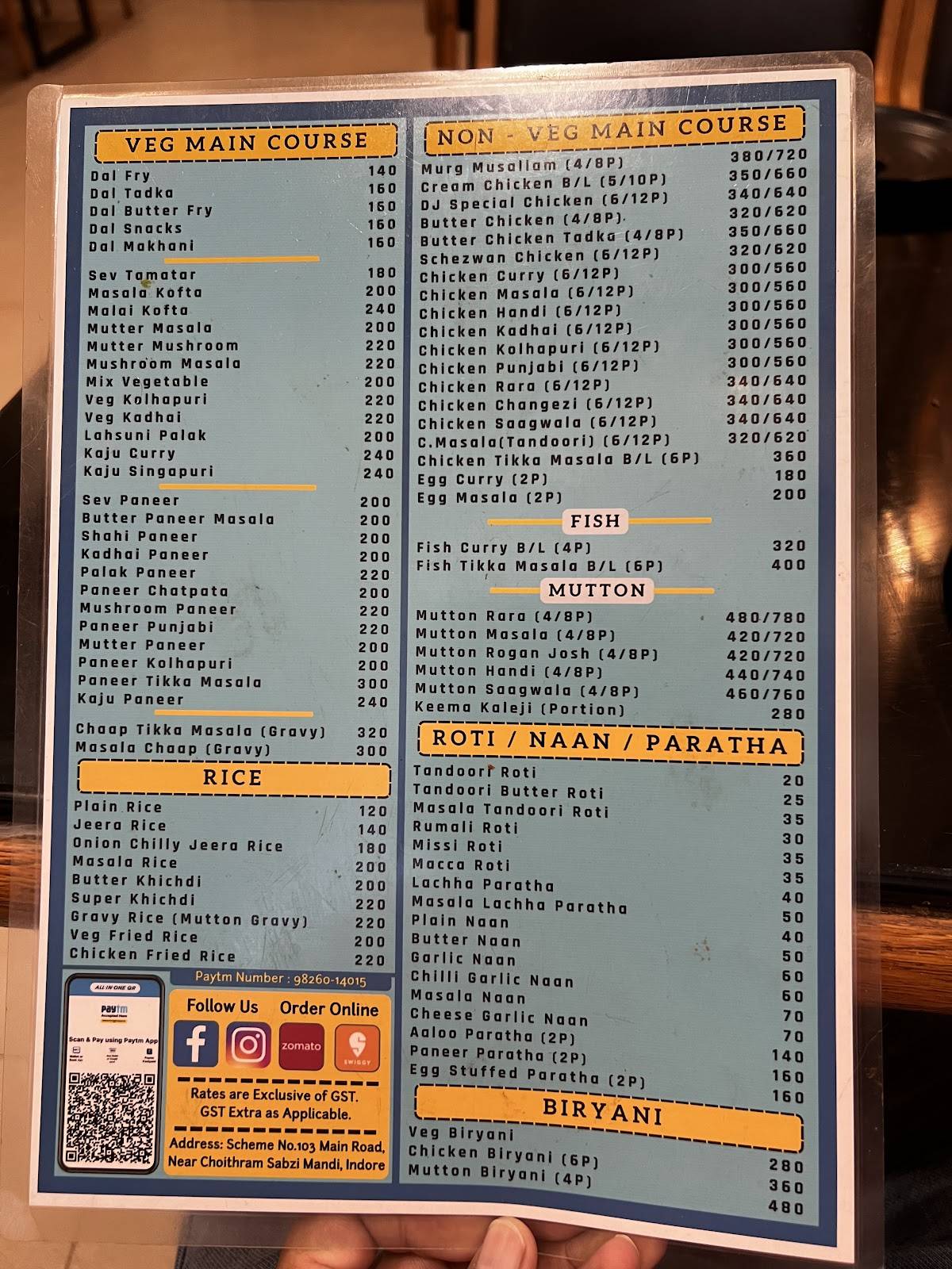 Dhaba Junction - DJ (Indore) menu