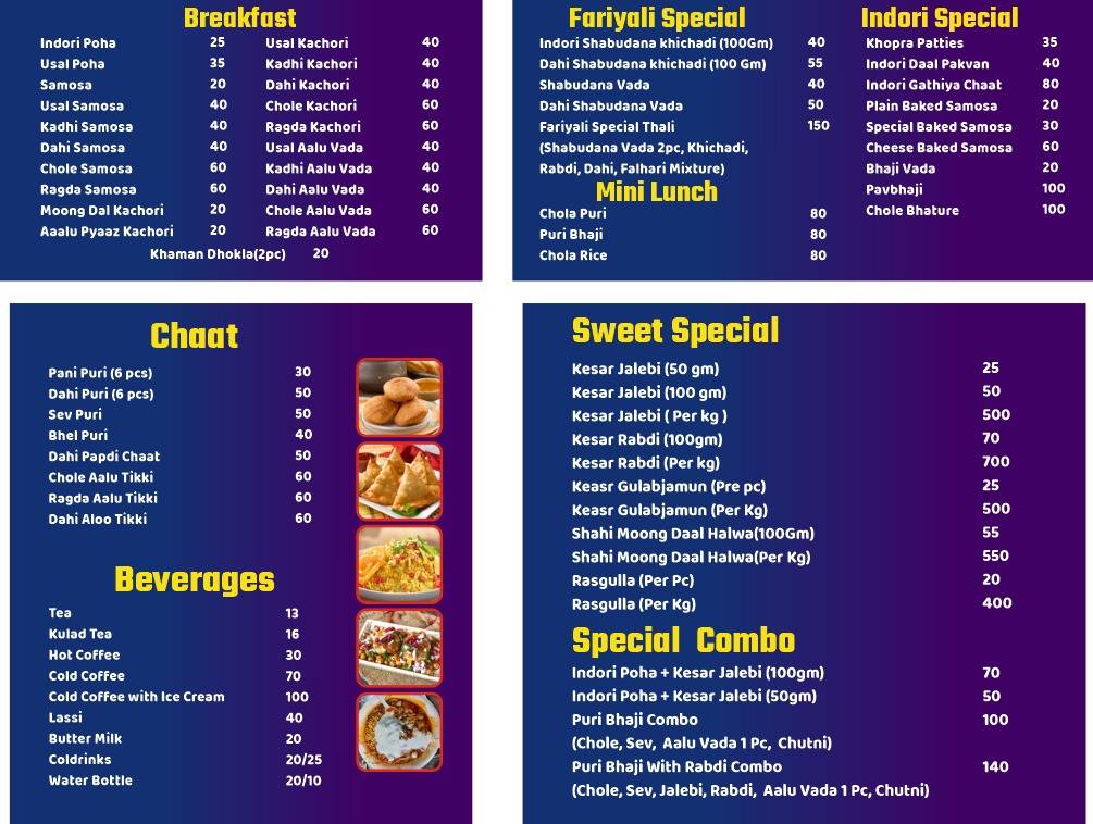 Indori Bites menu