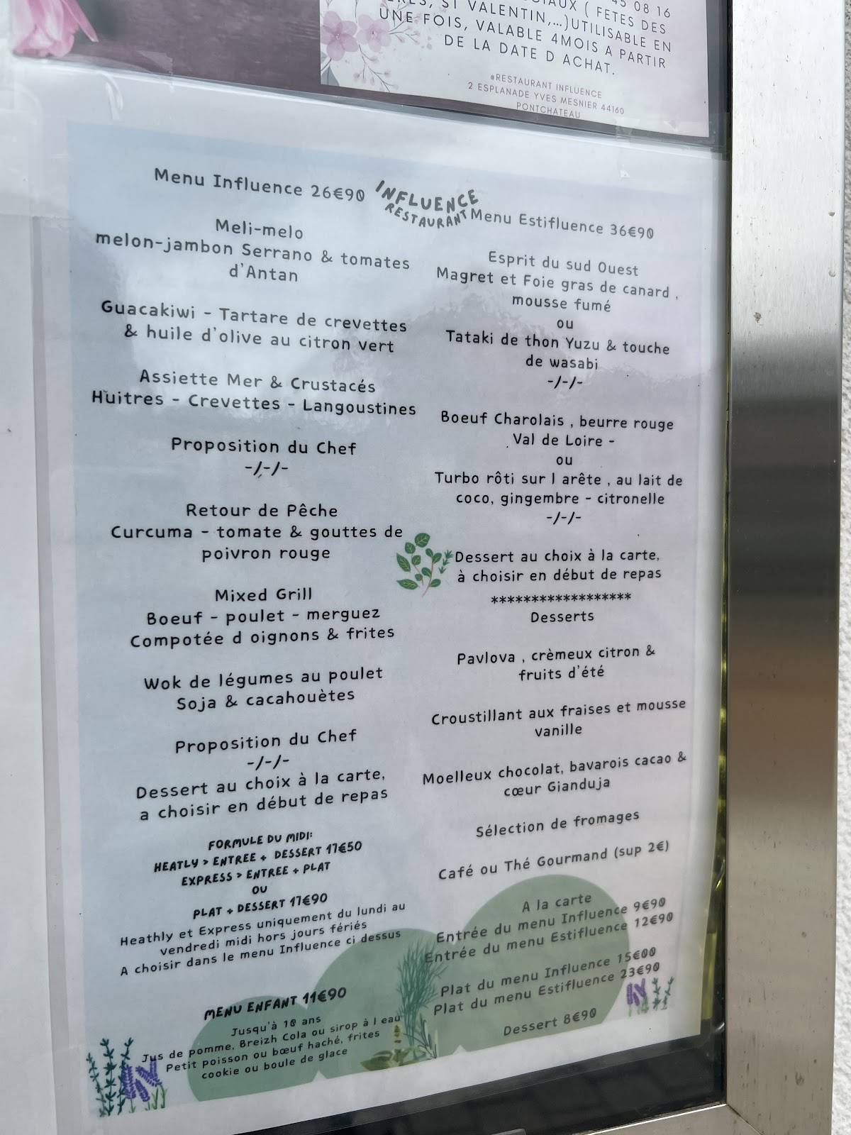 Menu de Influence