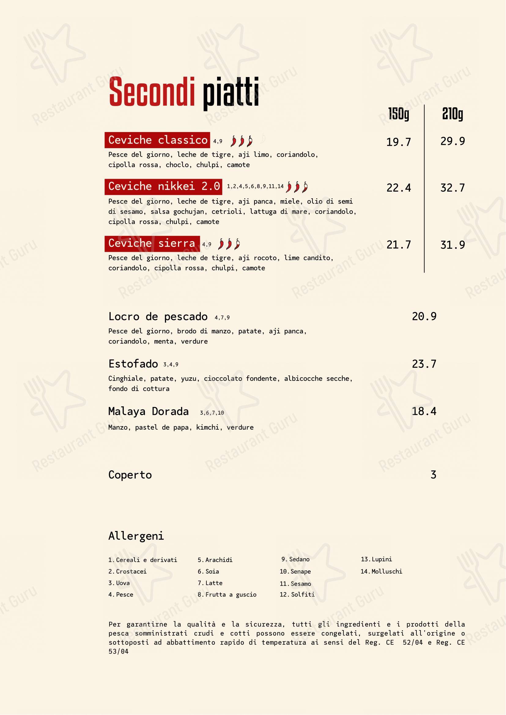 Menu di Inka - Cucina Peruviana & Pisco Bar - Menu