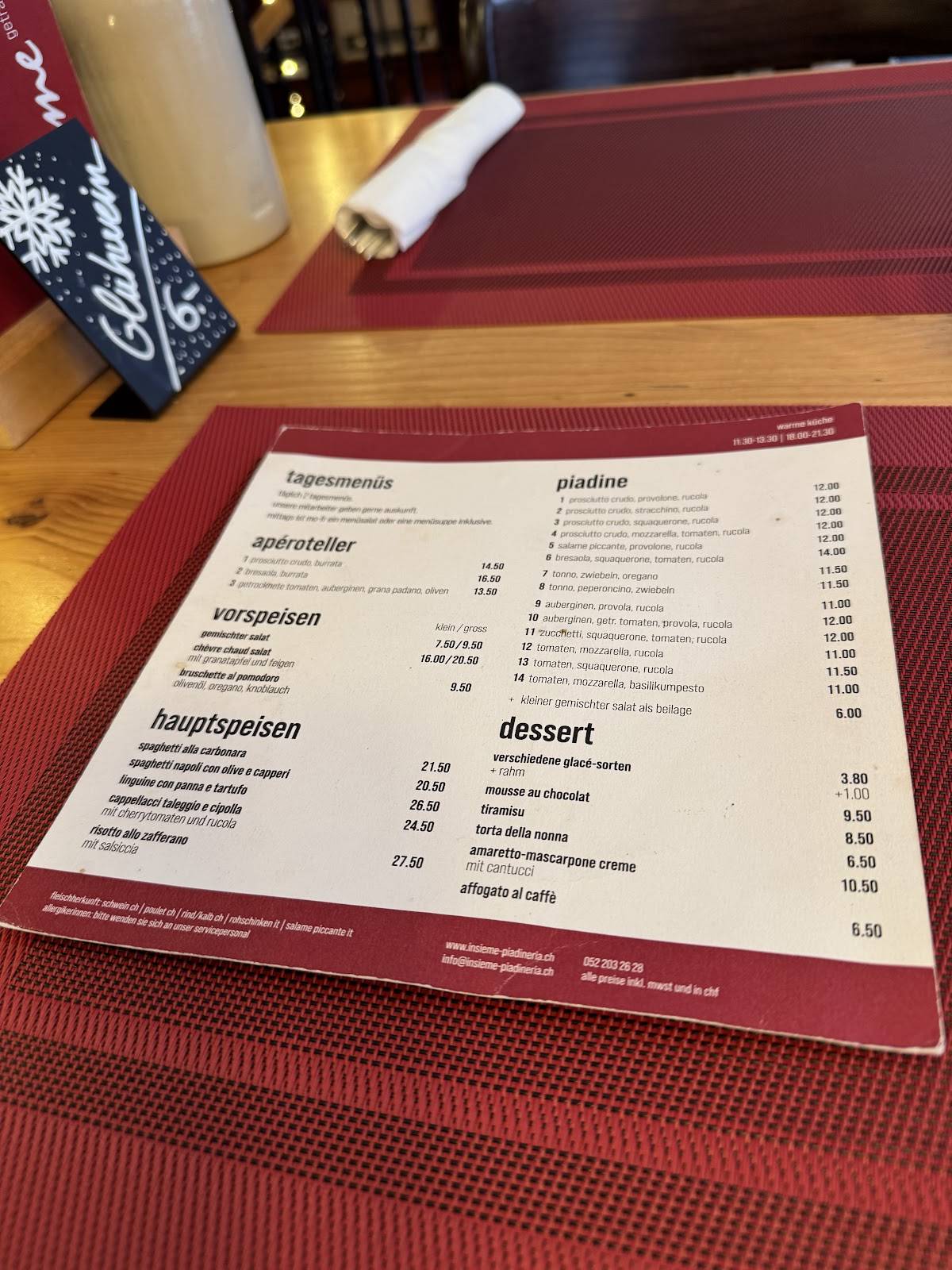 Menu di Insieme Piadineria 