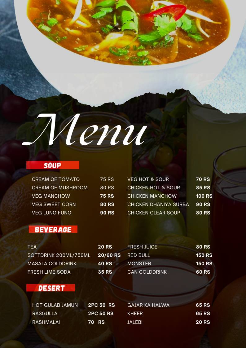 Intwo club menu