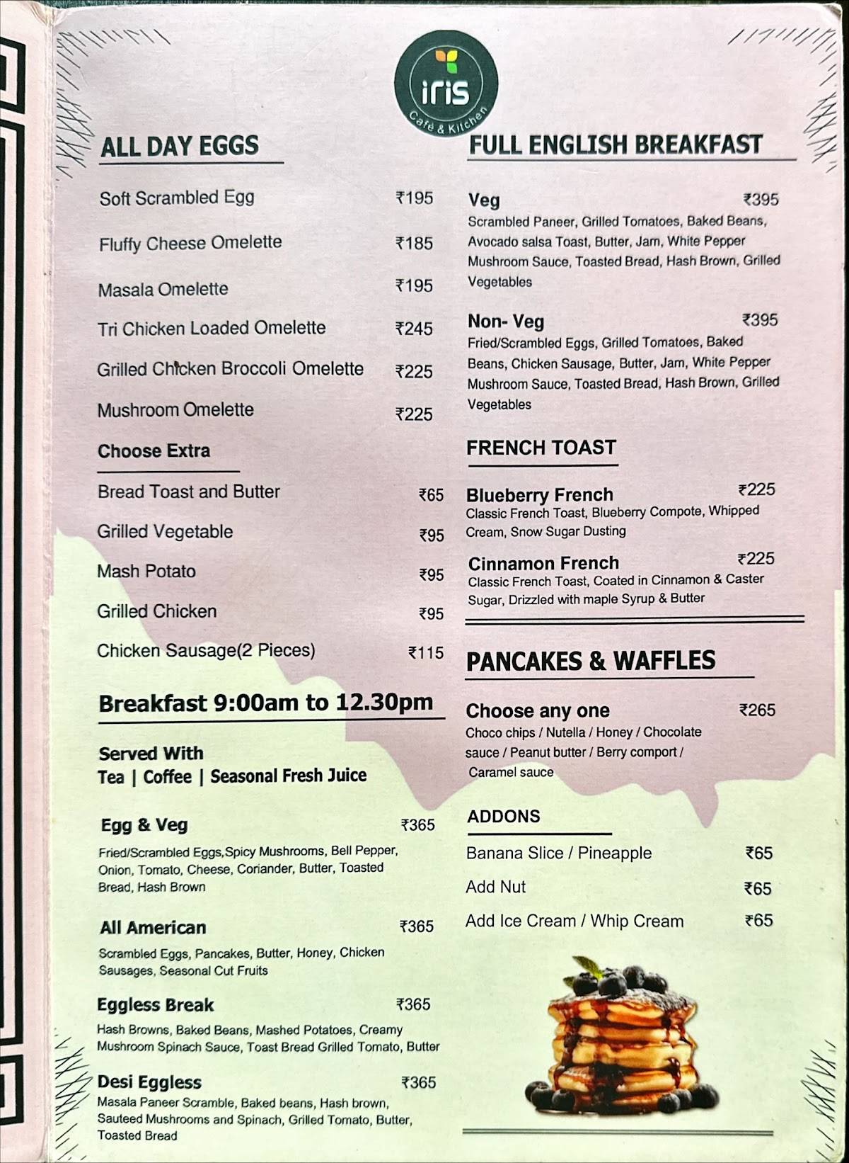 Iris Cafe HSR menu