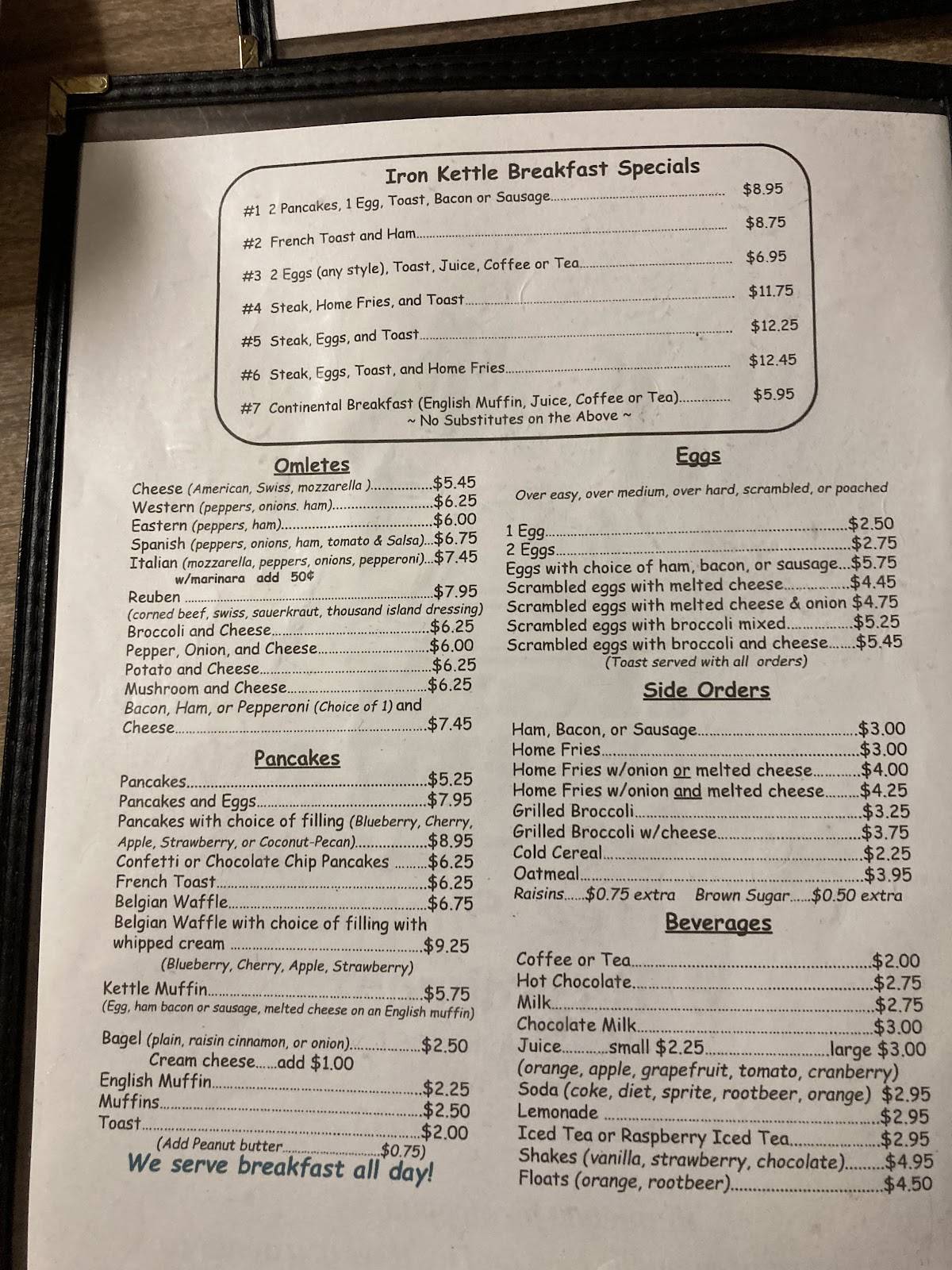 Menu at Iron Kettle Restaurant, Rome