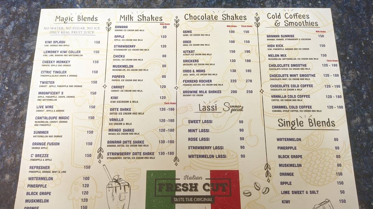 Italian Fresh Cut menu