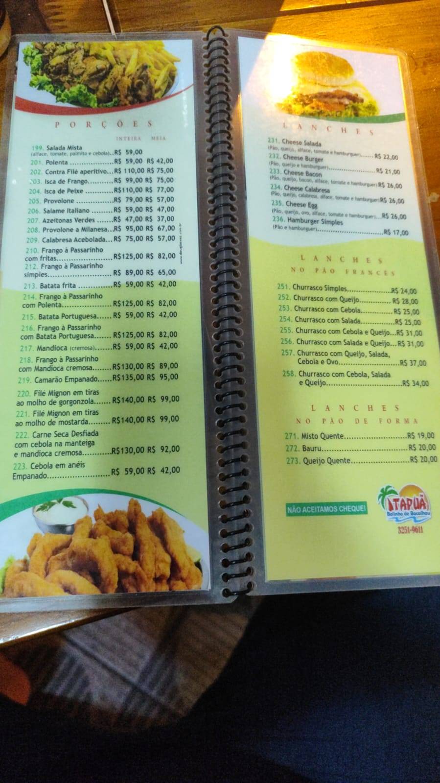 Bar E Lanchonete Itapuã cardápio