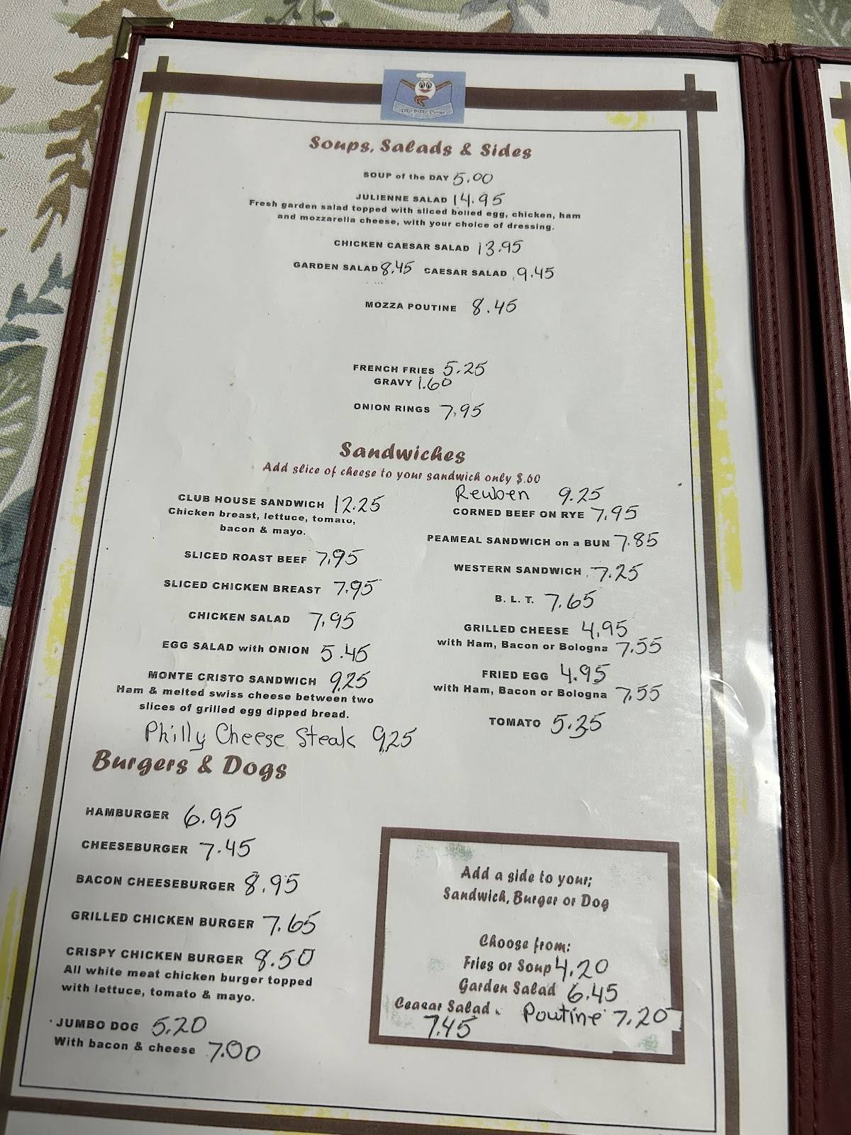 Menu de Itty Bitty Diner