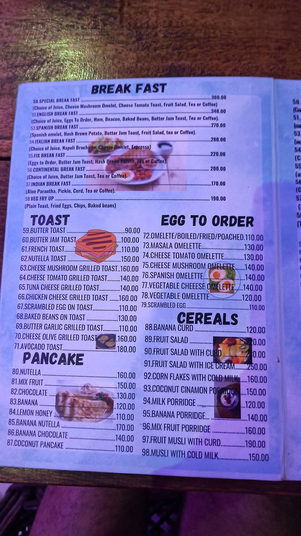 Ivon's Restaurant menu