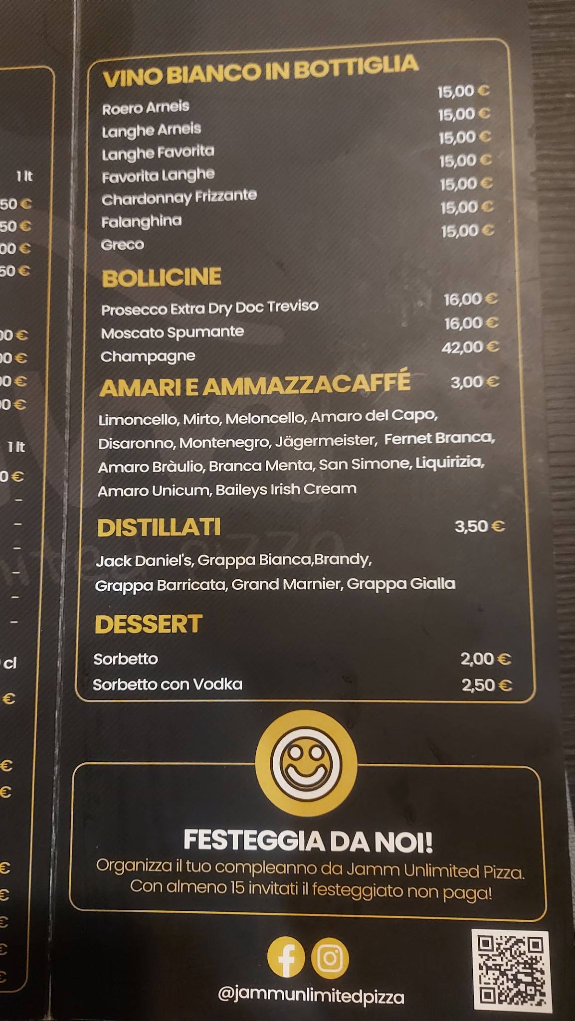 Menu di JAMM Asti 