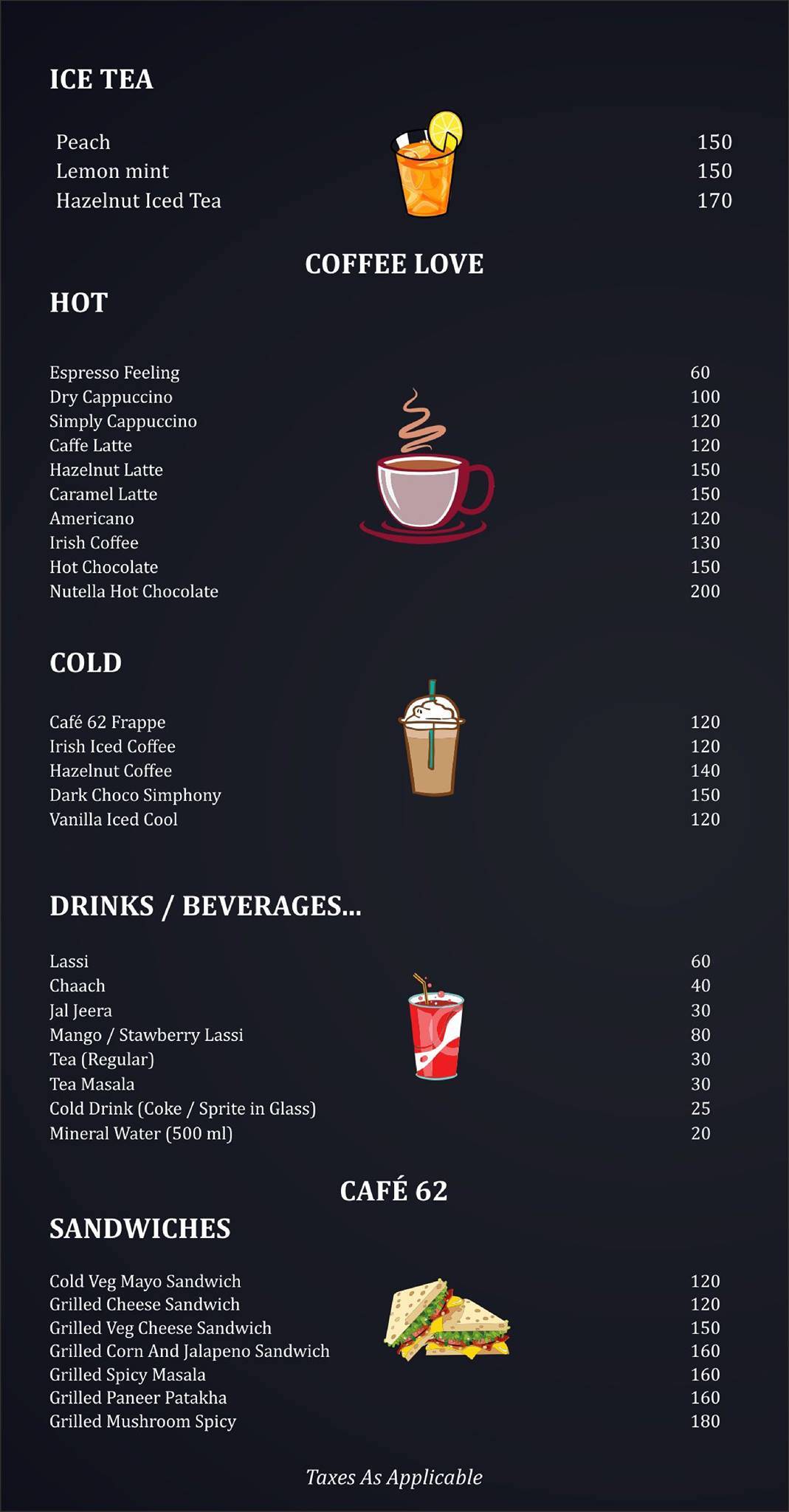Hotel RR 62 menu