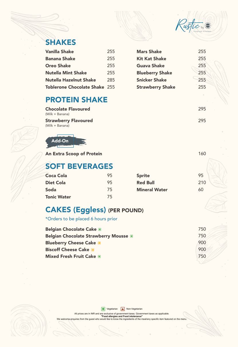 Rustic by OTH menu