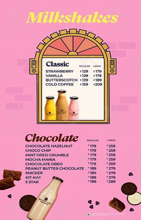 Keventers - The Original Milkshake menu