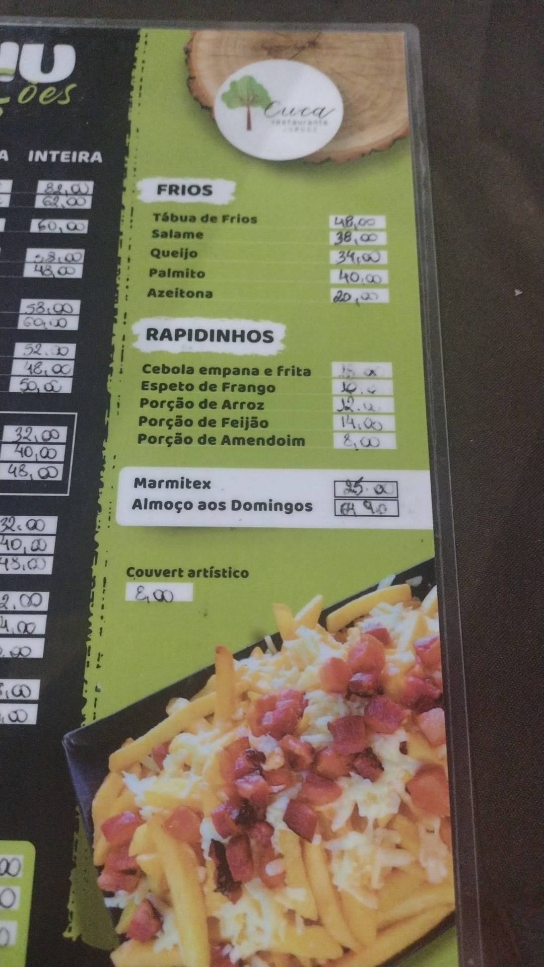 Bar Do Cuca cardápio