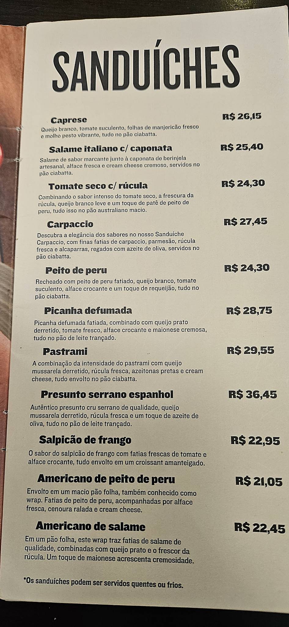Jauense Confeitaria - Batel cardápio