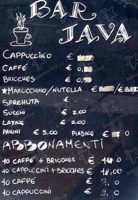 Menu di Java Bar 