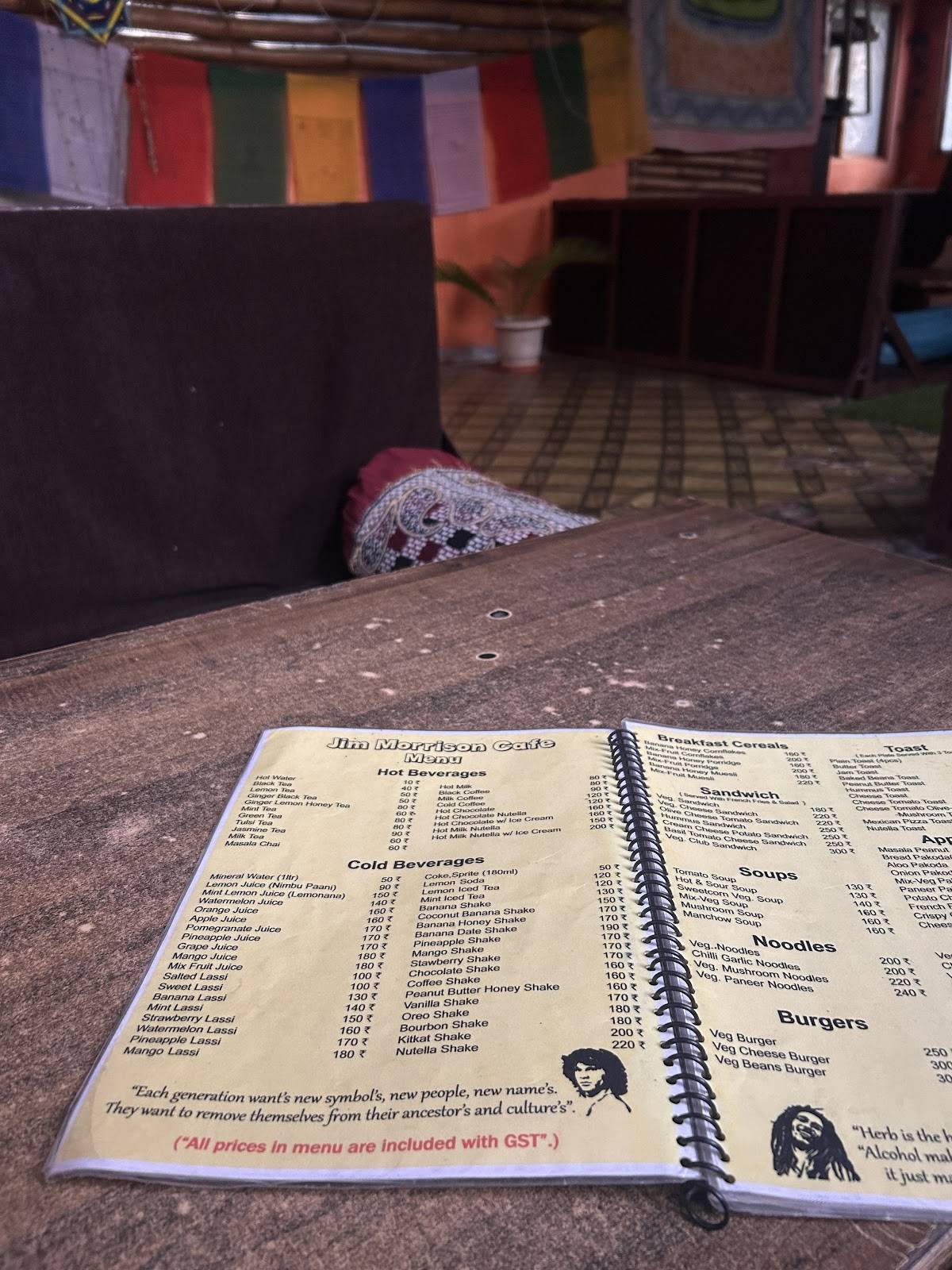 Jim Morrison Cafe menu