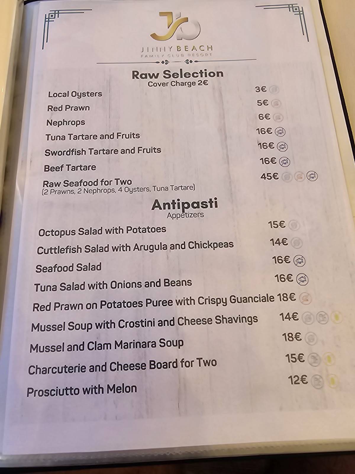 Menu di Jinny Beach Restaurant 