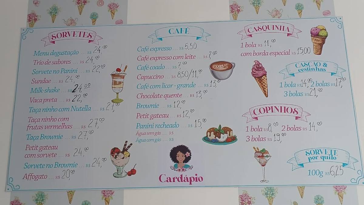 Ju Sorvetes e Café cardápio