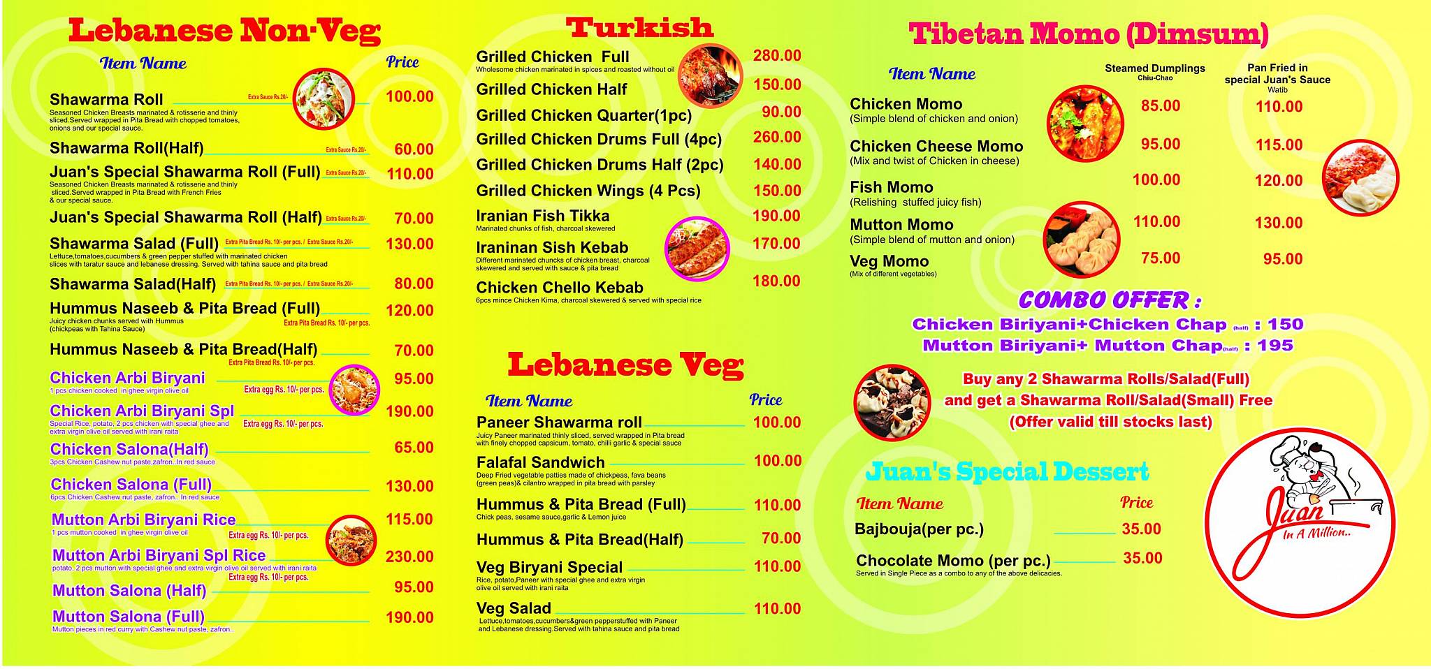 Juan In a Million menu