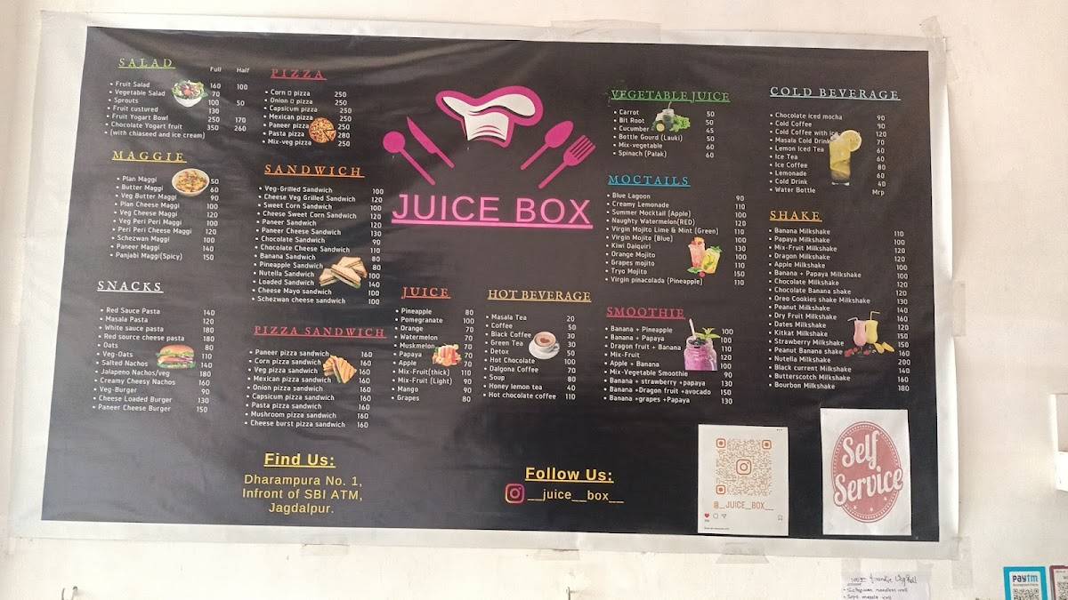 Juice Box menu