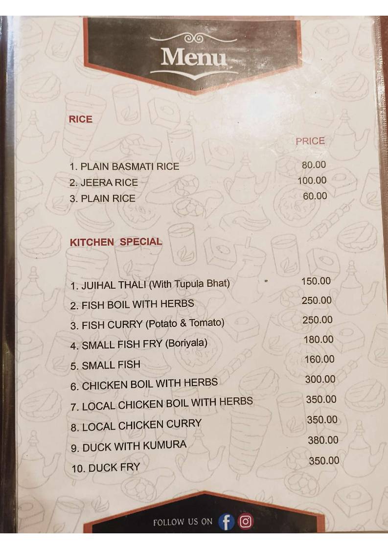 Juihal. The Ethnic Kitchen menu