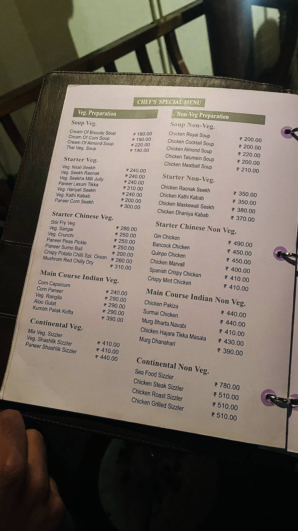 Just Tadka, Hotel Sai Saya menu