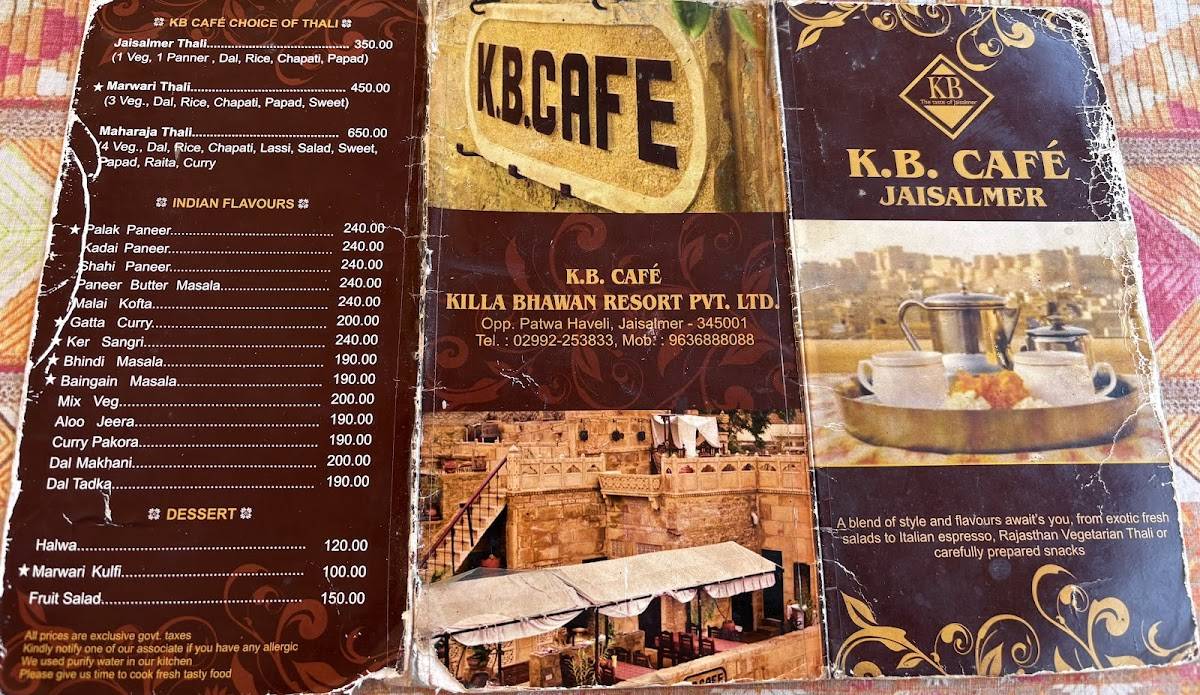 KB Café Jaisalmer menu