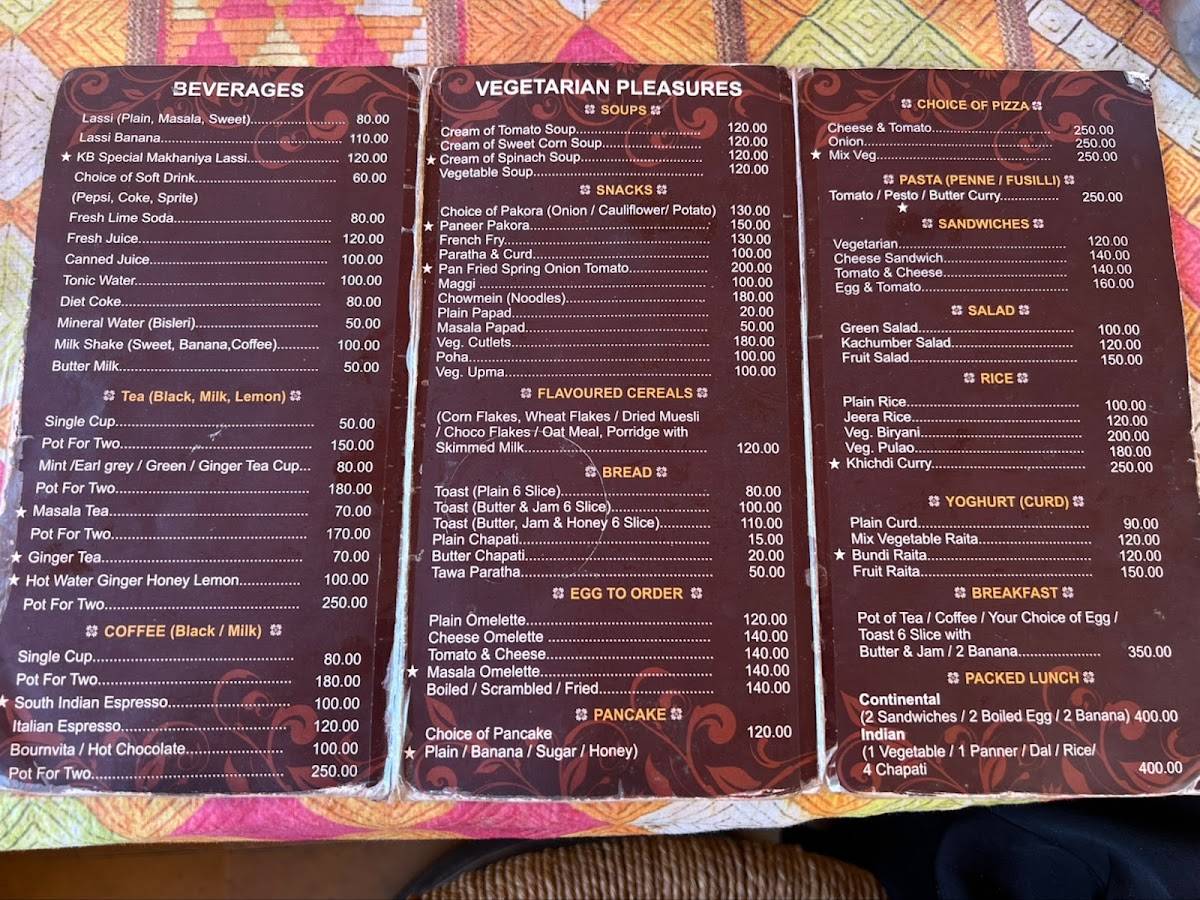 KB Café Jaisalmer menu