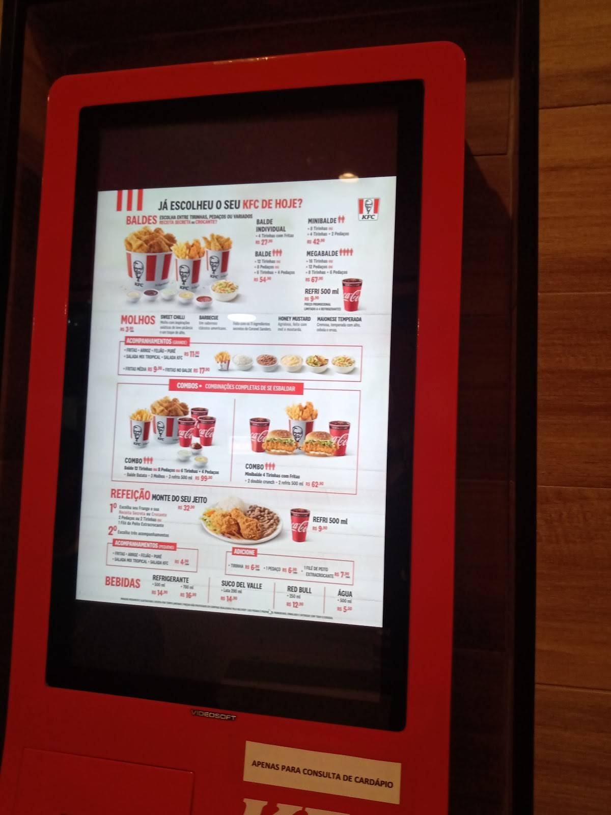 KFC cardápio