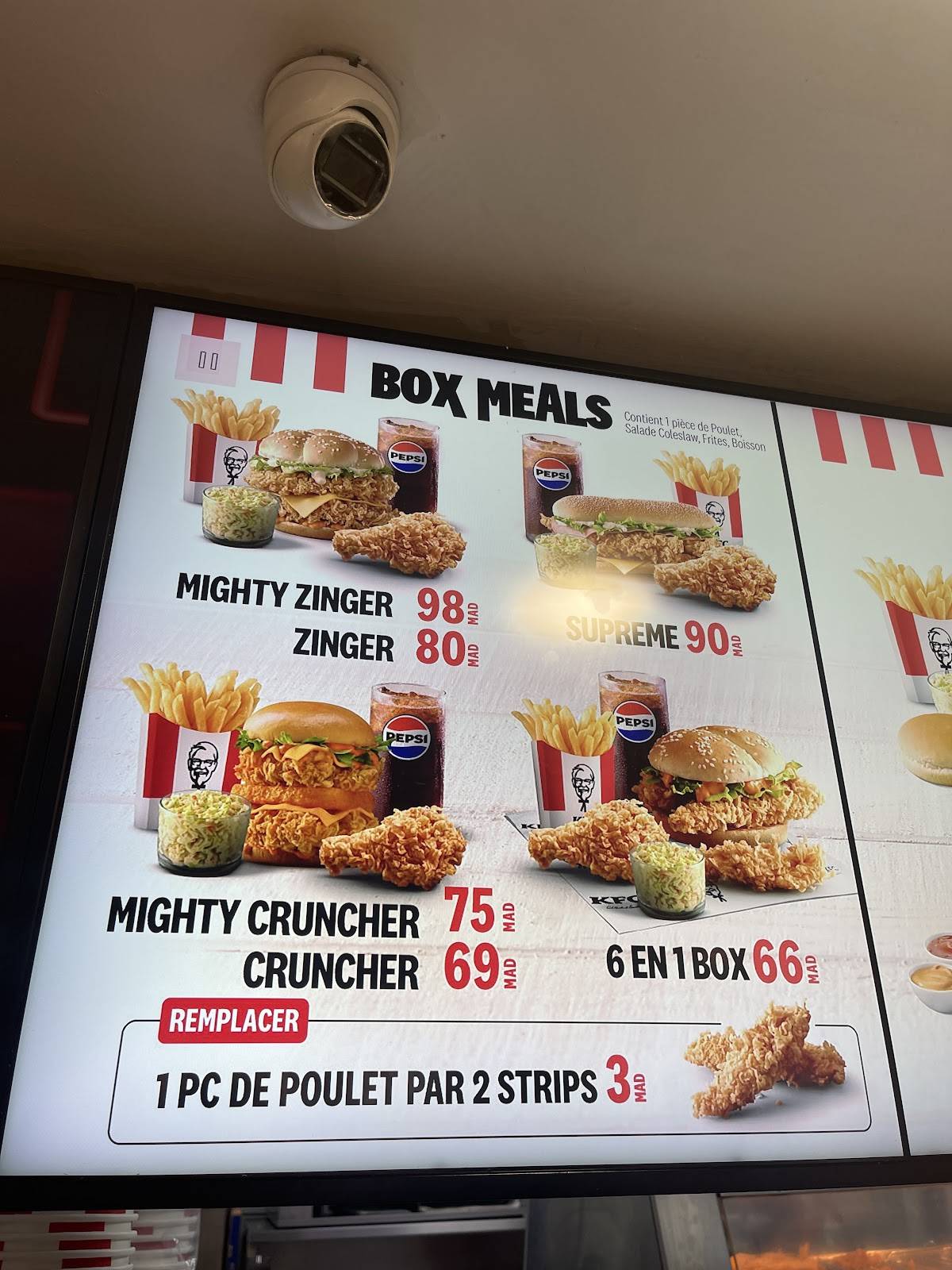 Menu de KFC