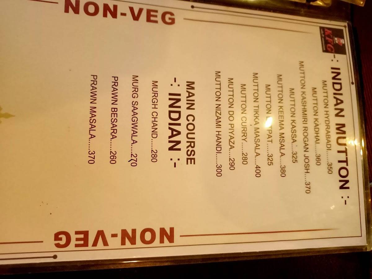 KFG CAFE & RESTAURANT menu