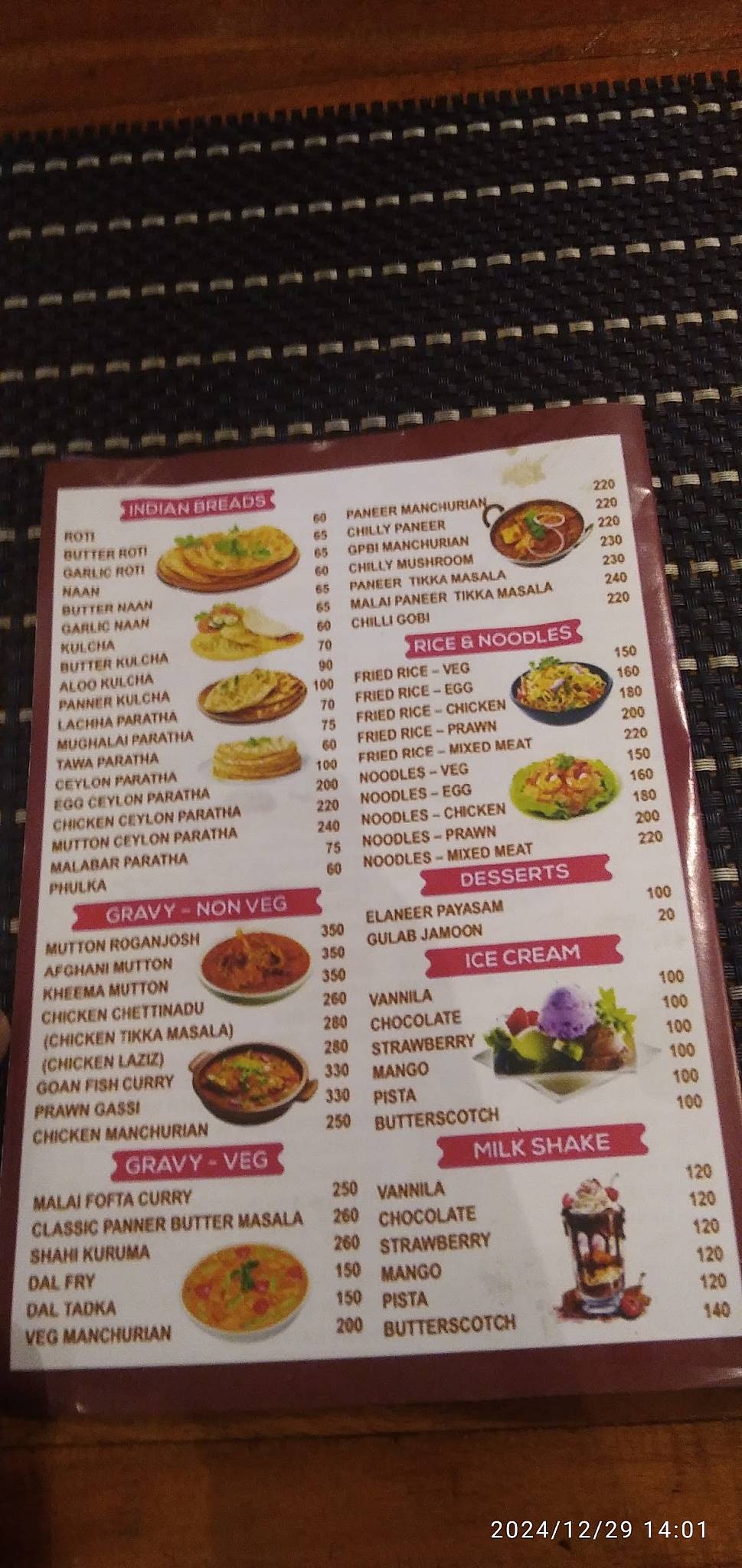 KHALIDS BIRIYANI menu