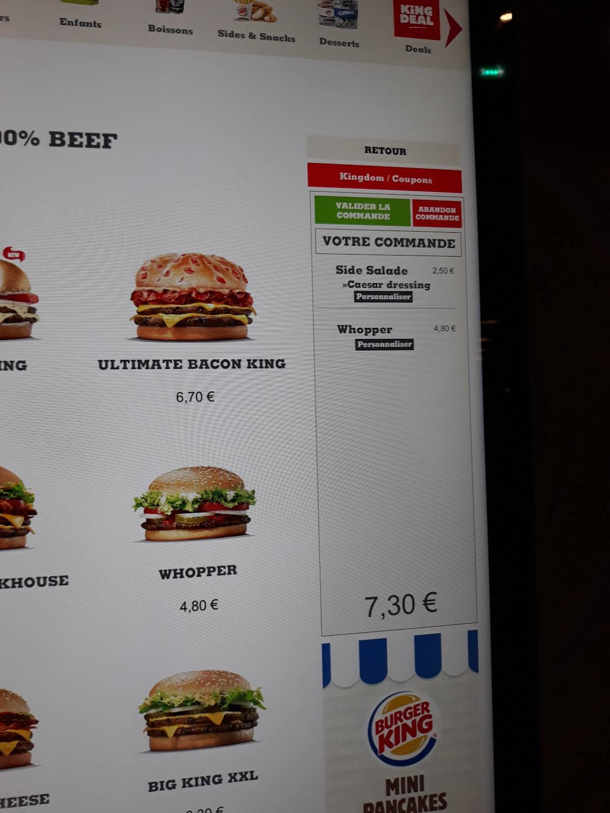 Menu de Burger King Bascharage