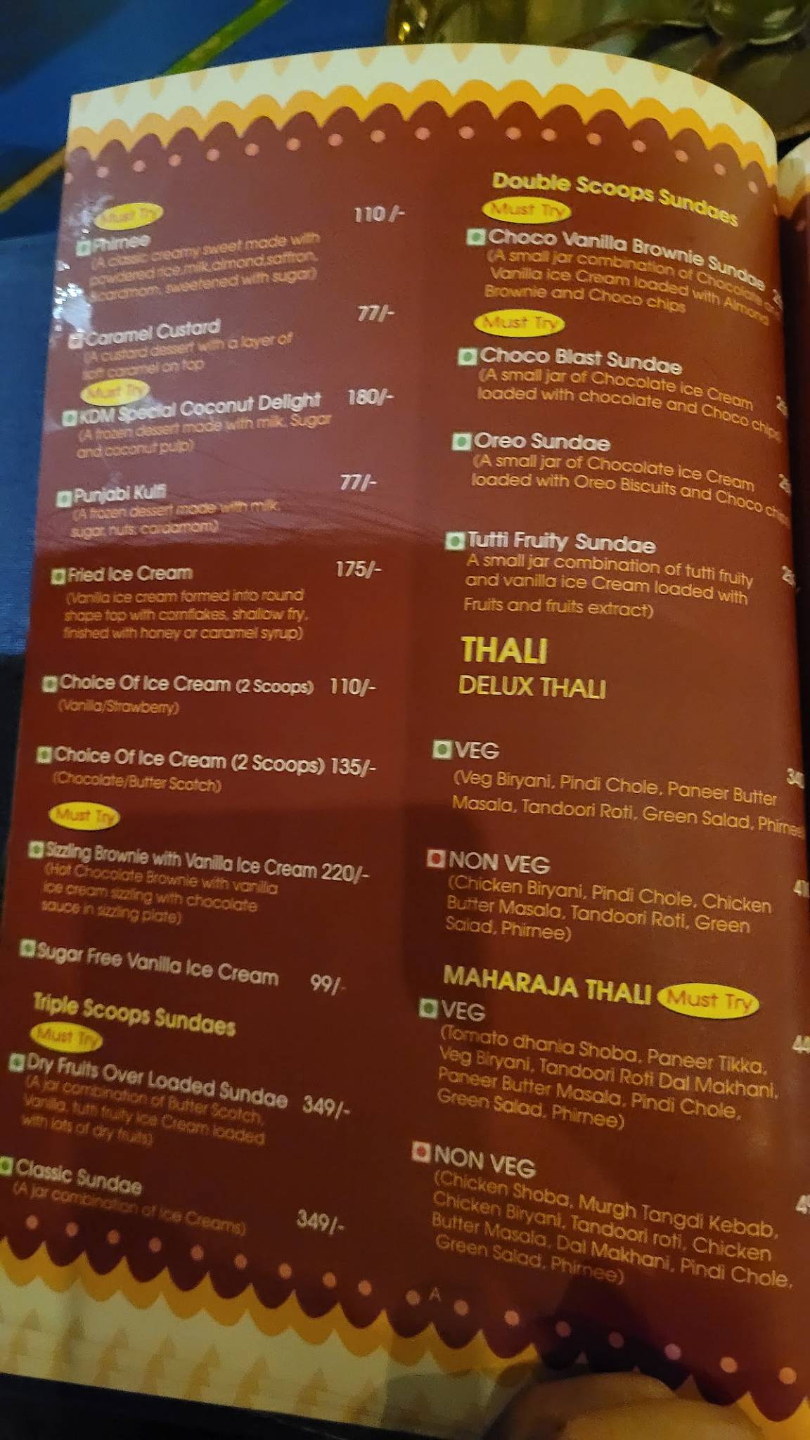 Kake Da Minar menu
